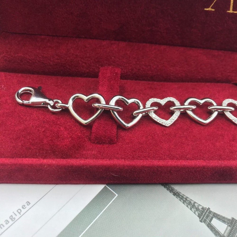 Authentic Affinity Diamonds Sterling Silver Hearts Bracelet - Picture 4 of 12